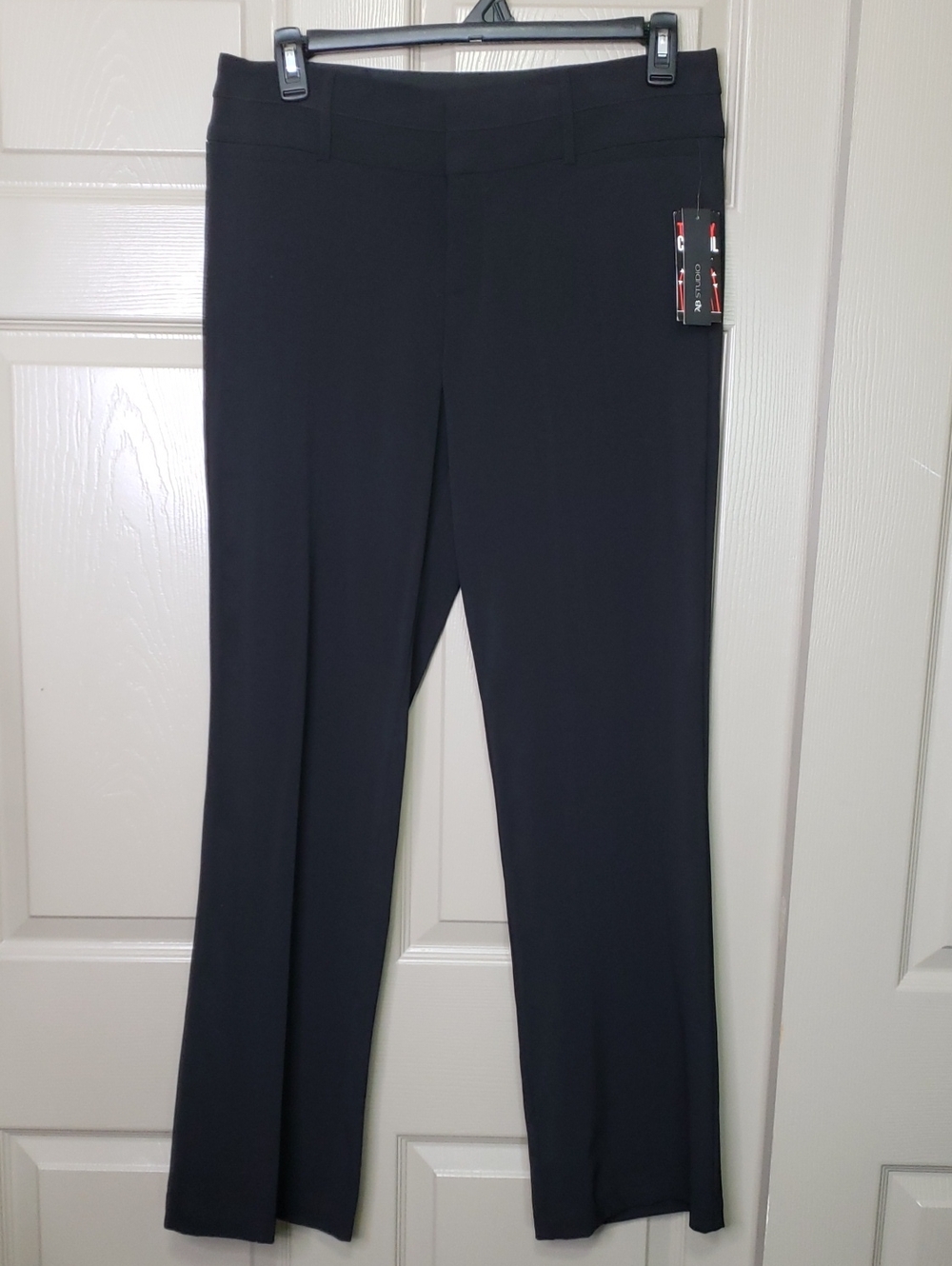 AB Studio Black Straight-Leg Tummy Control Ponte Pants Size 10